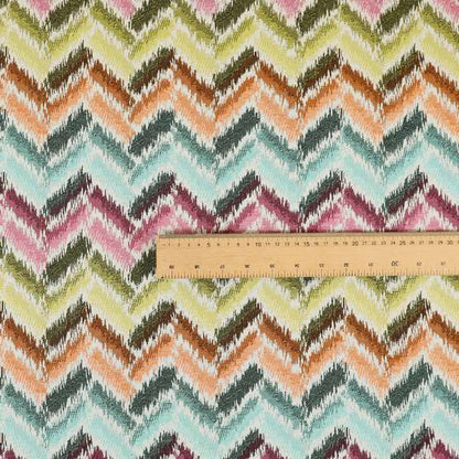 Carnival Living Fabric Collection Multi Colour Sharp Chevron Pattern Upholstery Curtains Fabric JO-634 - Made To Measure Curtains