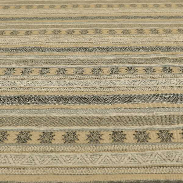 Mirador Medallion Striped Pattern In Grey Beige Colour Chenille Fabrics JO-636 - Roman Blinds