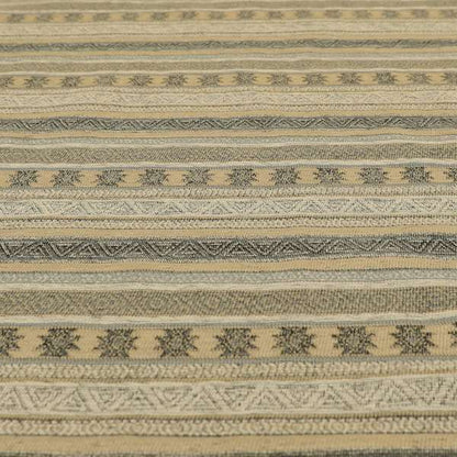 Mirador Medallion Striped Pattern In Grey Beige Colour Chenille Fabrics JO-636 - Roman Blinds