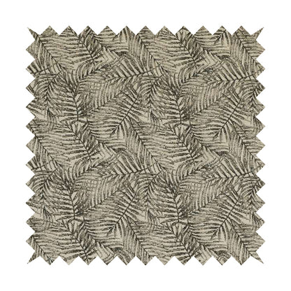 Fantasque All Over Jungle Leaf Inspired Pattern White Grey Brown Colour Chenille Fabric JO-638 - Roman Blinds