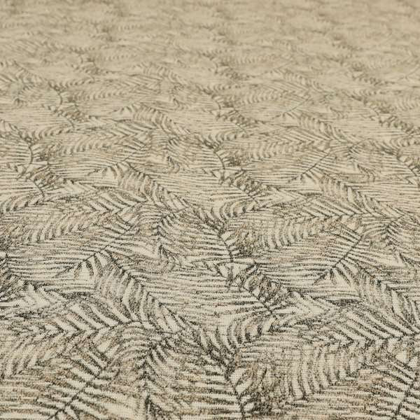 Fantasque All Over Jungle Leaf Inspired Pattern White Grey Brown Colour Chenille Fabric JO-638 - Roman Blinds