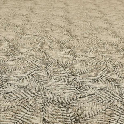 Fantasque All Over Jungle Leaf Inspired Pattern White Grey Brown Colour Chenille Fabric JO-638