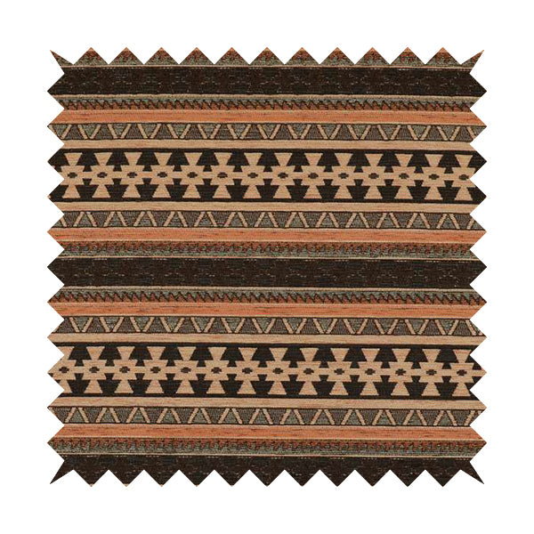 Mirador Aztec Striped Pattern In Orange Colour Chenille Fabrics JO-640 - Handmade Cushions