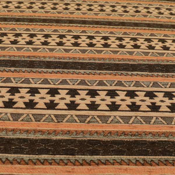 Mirador Aztec Striped Pattern In Orange Colour Chenille Fabrics JO-640 - Made To Measure Curtains