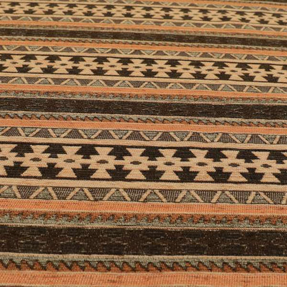 Mirador Aztec Striped Pattern In Orange Colour Chenille Fabrics JO-640 - Made To Measure Curtains