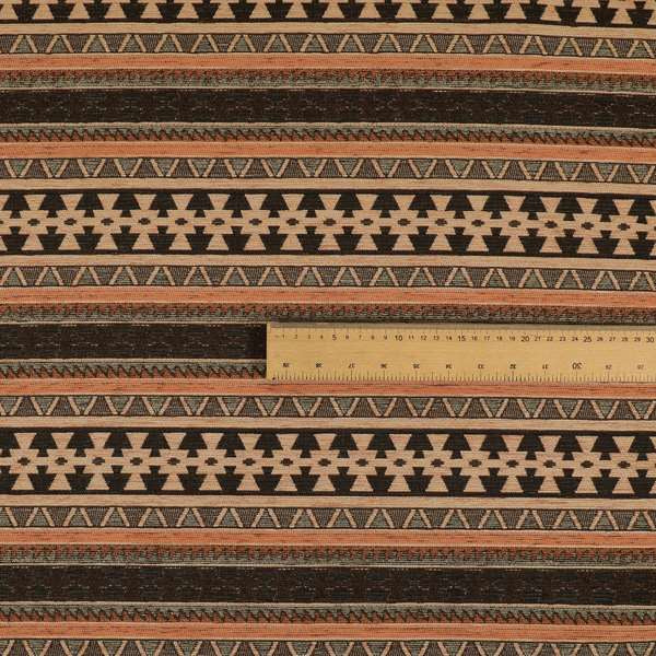 Mirador Aztec Striped Pattern In Orange Colour Chenille Fabrics JO-640 - Made To Measure Curtains