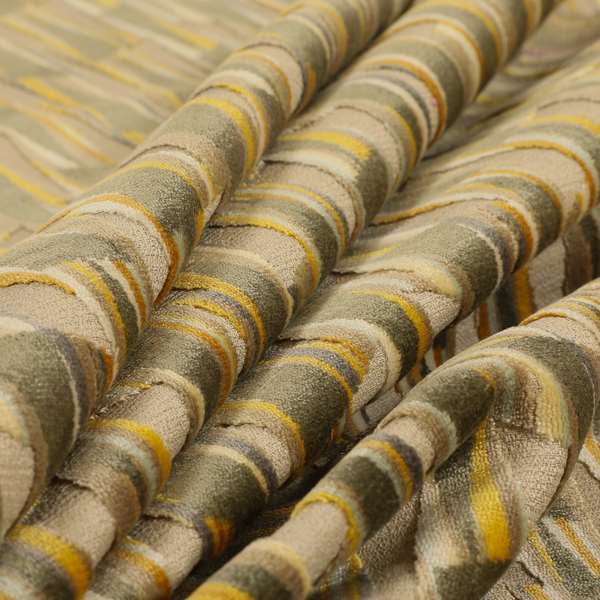 Ziani Modern Geometric Pattern Velvet Green Yellow Colour JO-643 - Roman Blinds