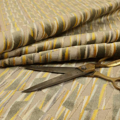 Ziani Modern Geometric Pattern Velvet Green Yellow Colour JO-643 - Roman Blinds