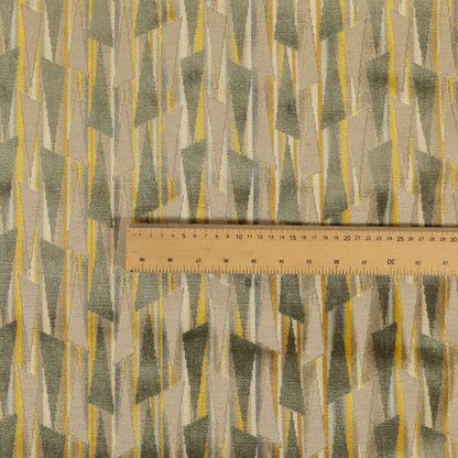 Ziani Modern Geometric Pattern Velvet Green Yellow Colour JO-643 - Roman Blinds