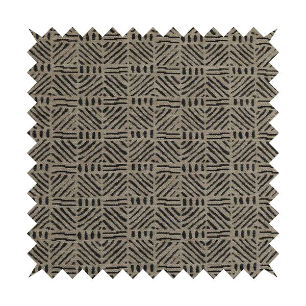 Marlow Woven Designer Geometric Pattern In Brown Colour Upholstery Fabric JO-644 - Made To Measure Curtains