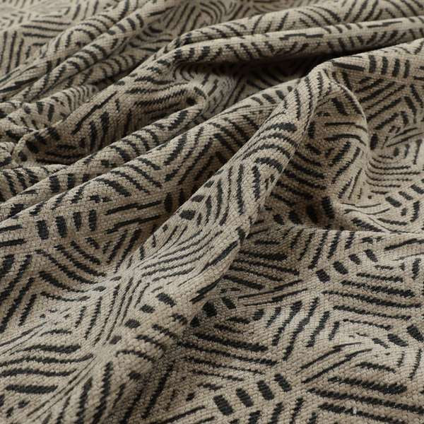 Marlow Woven Designer Geometric Pattern In Brown Colour Upholstery Fabric JO-644 - Made To Measure Curtains