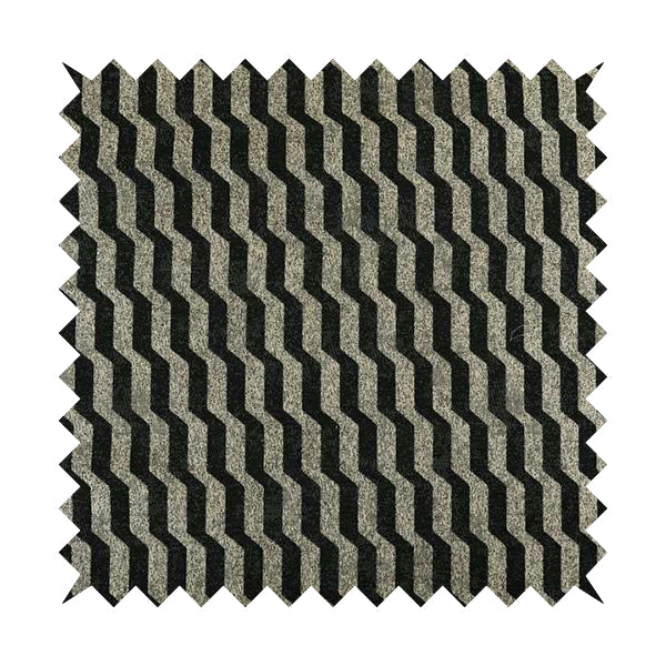 Lomasi Metallic Tones Fabric Silver Black Colour Geometric Striped Pattern Furnishing Fabric JO-645 - Handmade Cushions