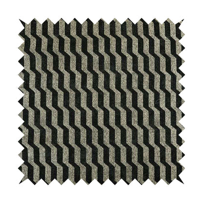 Lomasi Metallic Tones Fabric Silver Black Colour Geometric Striped Pattern Furnishing Fabric JO-645 - Made To Measure Curtains