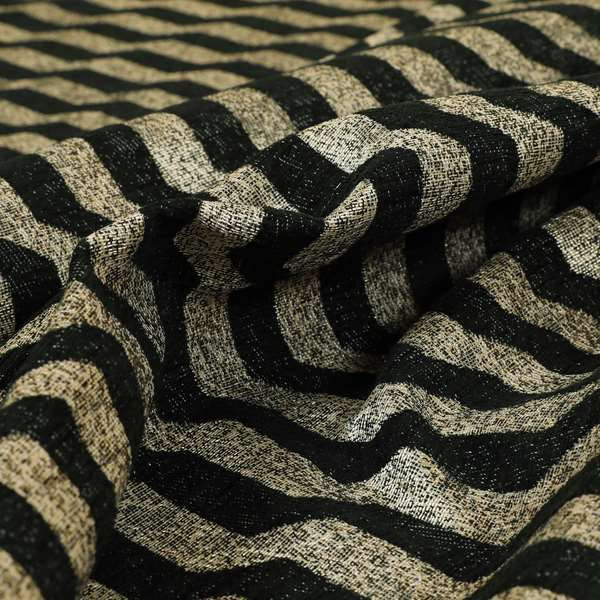 Lomasi Metallic Tones Fabric Silver Black Colour Geometric Striped Pattern Furnishing Fabric JO-645 - Roman Blinds