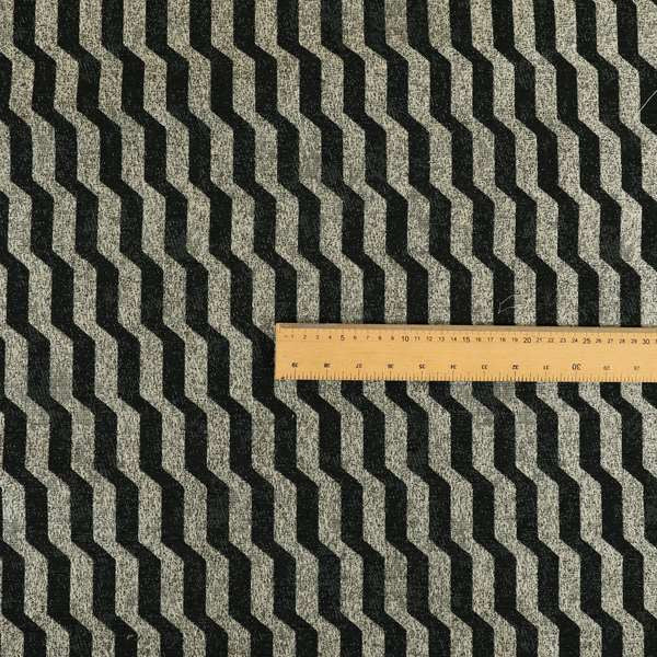 Lomasi Metallic Tones Fabric Silver Black Colour Geometric Striped Pattern Furnishing Fabric JO-645 - Roman Blinds