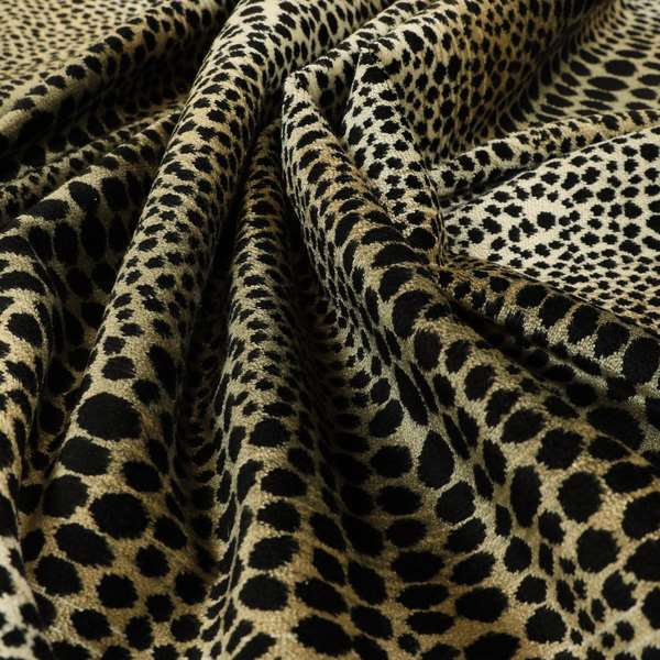 Ziani Leopard Skin Animal Inspired Spotted Pattern Velvet In Black Colour JO-647 - Made To Measure Curtains