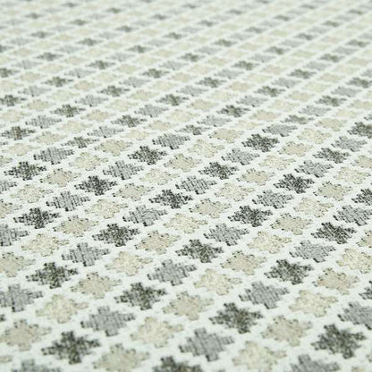 Fantasque Small Motif Geometric Pattern Woven Soft Chenille Upholstery Fabric JO-65 - Roman Blinds