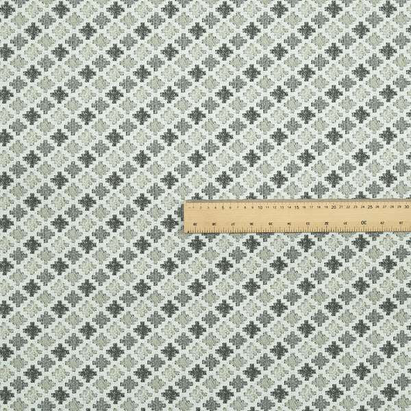 Fantasque Small Motif Geometric Pattern Woven Soft Chenille Upholstery Fabric JO-65 - Roman Blinds