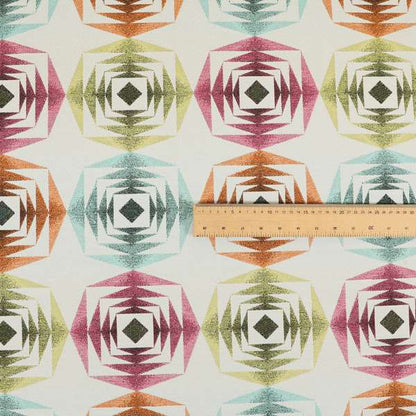 Carnival Living Fabric Collection Multi Colour Large Sharp Geometric Pattern Upholstery Curtains Fabric JO-651