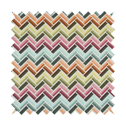 Carnival Living Fabric Collection Multi Colour Chevron Striped Pattern Upholstery Curtains Fabric JO-653