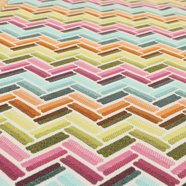 Carnival Living Fabric Collection Multi Colour Chevron Striped Pattern Upholstery Curtains Fabric JO-653