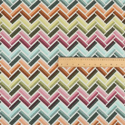 Carnival Living Fabric Collection Multi Colour Chevron Striped Pattern Upholstery Curtains Fabric JO-653