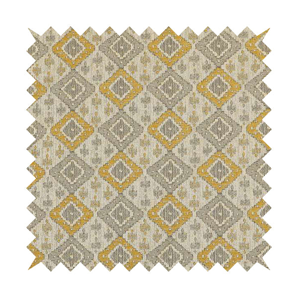 Atmosfera Quality Woven Geometric Inspired Pattern In Yellow Colour Fabric JO-655 - Roman Blinds