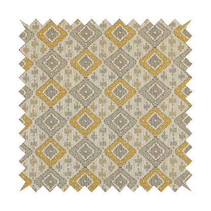 Atmosfera Quality Woven Geometric Inspired Pattern In Yellow Colour Fabric JO-655 - Roman Blinds