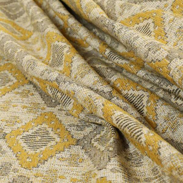 Atmosfera Quality Woven Geometric Inspired Pattern In Yellow Colour Fabric JO-655