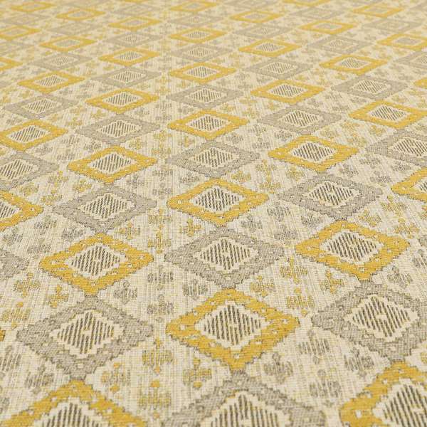 Atmosfera Quality Woven Geometric Inspired Pattern In Yellow Colour Fabric JO-655 - Roman Blinds