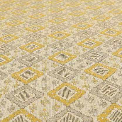 Atmosfera Quality Woven Geometric Inspired Pattern In Yellow Colour Fabric JO-655 - Roman Blinds