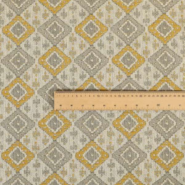 Atmosfera Quality Woven Geometric Inspired Pattern In Yellow Colour Fabric JO-655 - Roman Blinds