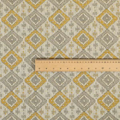 Atmosfera Quality Woven Geometric Inspired Pattern In Yellow Colour Fabric JO-655 - Made To Measure Curtains