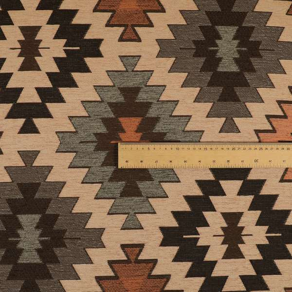 Mirador Aztec Designer Pattern In Orange Colour Chenille Fabrics JO-656 - Made To Measure Curtains