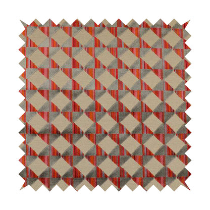 Ziani Modern Geometric Pattern Velvet Grey Red Colour JO-657 - Handmade Cushions