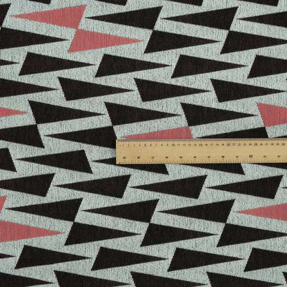 Fantasque Black Pink Triangular Geometric Pattern Woven Soft Chenille Upholstery Fabric JO-66 - Roman Blinds