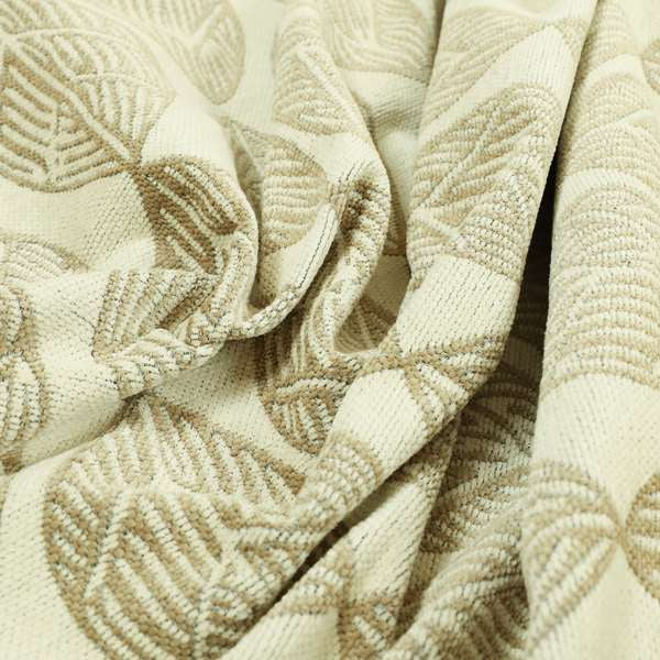 Soft Chenille Textured Brown Beige Leaf Flower Pattern Upholstery Fabric JO-660 - Roman Blinds