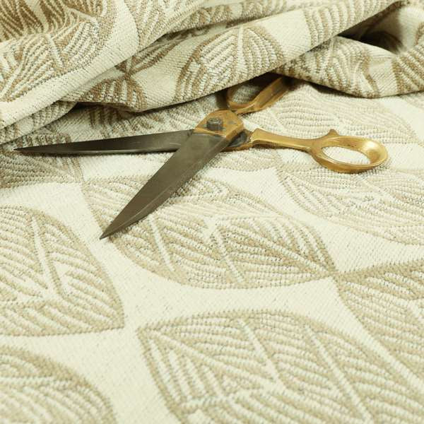 Soft Chenille Textured Brown Beige Leaf Flower Pattern Upholstery Fabric JO-660 - Roman Blinds