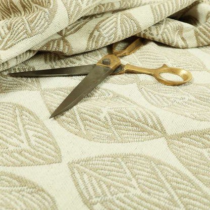 Soft Chenille Textured Brown Beige Leaf Flower Pattern Upholstery Fabric JO-660