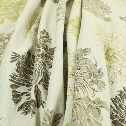 Floral Green Brown Colour Pattern Upholstery Fabric JO-664 - Made To Measure Curtains