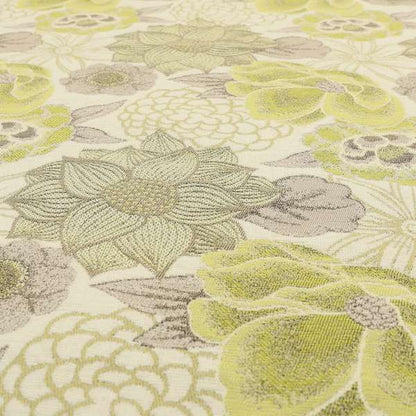 Fantasque Floral Pattern Yellow Colour Chenille Fabric JO-670 - Made To Measure Curtains