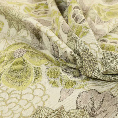 Fantasque Floral Pattern Yellow Colour Chenille Fabric JO-670 - Made To Measure Curtains