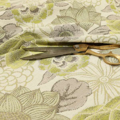 Fantasque Floral Pattern Yellow Colour Chenille Fabric JO-670 - Roman Blinds