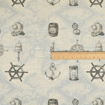 Ahoy Fabric Collection Nautical Sailor Inspired Design Motif Fabric For The Sea Lovers Jacquard Woven Furnishing Fabric JO-671 - Made To Measure Curtains