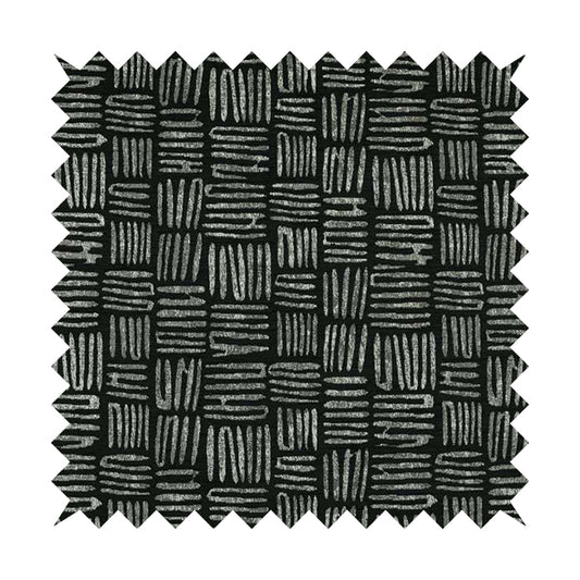 Lomasi Metallic Tones Fabric Black Silver Striped Pattern Interior Upholstery Fabric JO-672