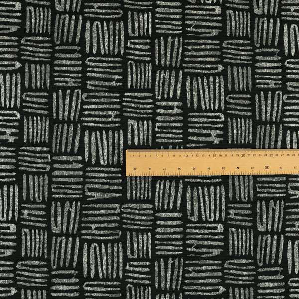 Lomasi Metallic Tones Fabric Black Silver Striped Pattern Interior Upholstery Fabric JO-672 - Roman Blinds