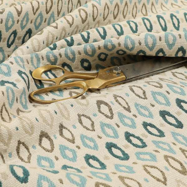 Arley Fabric Collection Woven Jacquard Small Eye Lid Geometric Pattern Blue Beige Colour Chenille Fabric JO-673 - Roman Blinds