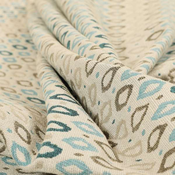 Arley Fabric Collection Woven Jacquard Small Eye Lid Geometric Pattern Blue Beige Colour Chenille Fabric JO-673 - Roman Blinds