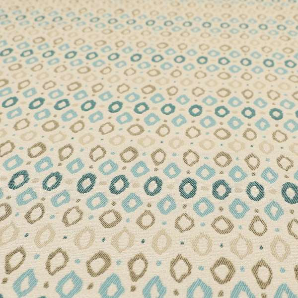 Arley Fabric Collection Woven Jacquard Small Eye Lid Geometric Pattern Blue Beige Colour Chenille Fabric JO-673 - Roman Blinds