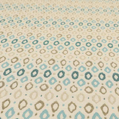 Arley Fabric Collection Woven Jacquard Small Eye Lid Geometric Pattern Blue Beige Colour Chenille Fabric JO-673